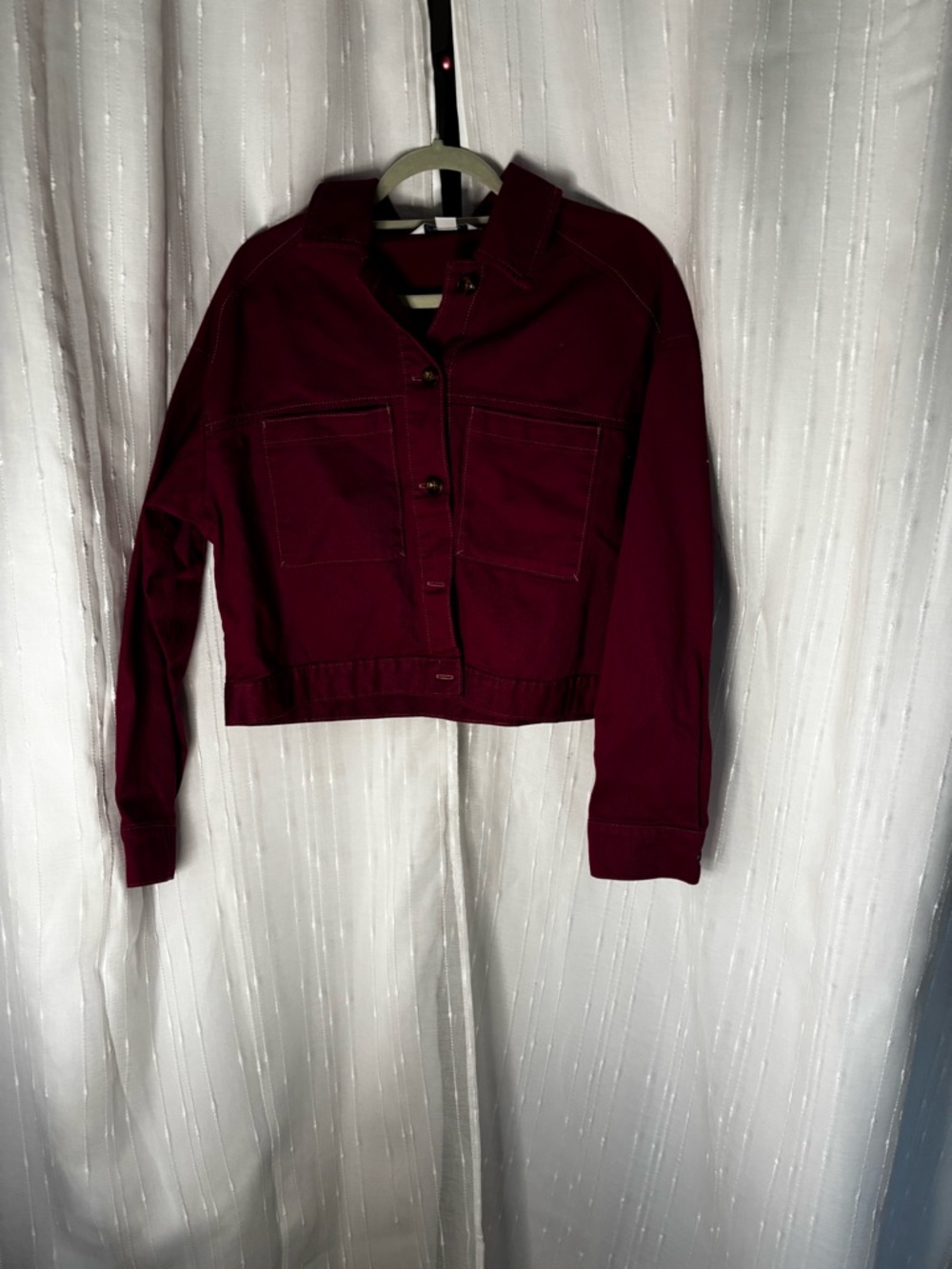 Old Navy Burgundy Cropped Jean Jacket